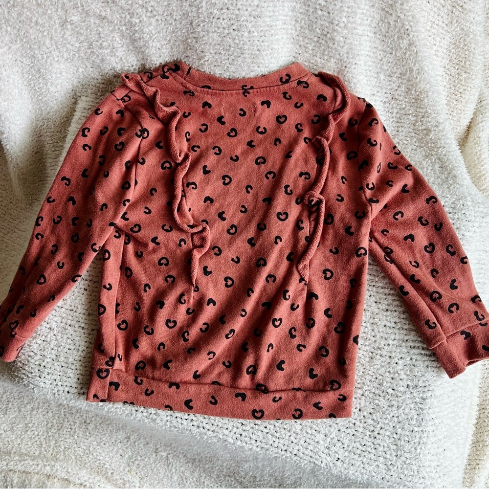 Grayson Mini 2T Toddler Girls Leopard Ruffle Sweatshirt